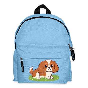Cartoon Rider Puppy on Grass - Kids' Backpack - light blue - Front