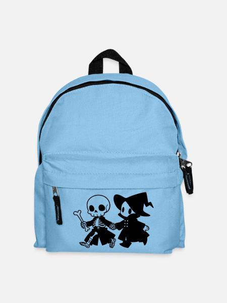 Cute Halloween Couple Skeleton and Witch - Kids' Backpack - light blue