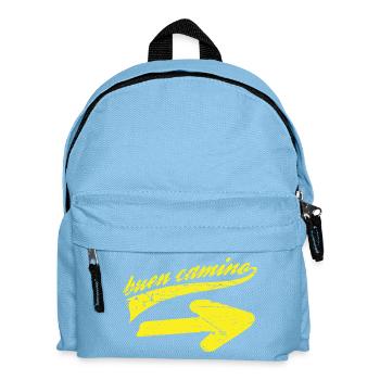 Camino de Santiago, bon camino vintage yellow arrow - Sac à dos Enfant - bleu clair - Devant