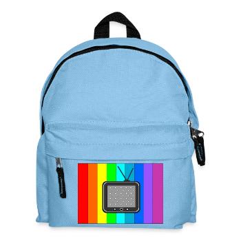 Télévision rétro sur des bandes arc-en-ciel - Sac à dos Enfant - bleu clair - Devant