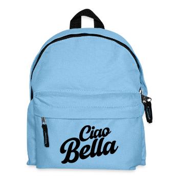Ciao Bello Italien Spruch – Minimal Typo Design - Kinder Rucksack - Hellblau - Vorne