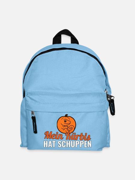 Mein Kürbis hat Schuppen – Gecko Halloween Shirt - Kinder Rucksack - Hellblau