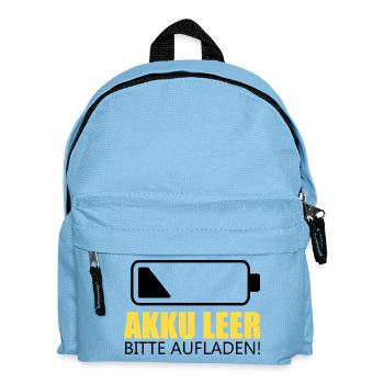 Akku leer , bitte Aufladen! - Kinder Rucksack - Hellblau - Vorne