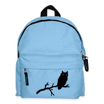 Grimme Eule Silhouette mit orange Augen auf Ast - Kinder Rucksack - Hellblau - Vorne
