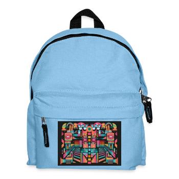 Psychedelischer WOW Mosaik Print - Kinder Rucksack - Hellblau - Vorne