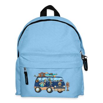 Abenteuer Weltreise Camper Wohnmobil - Kinder Rucksack - Hellblau - Vorne
