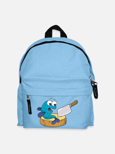 Fisch Messer Beil - Kinder Rucksack - Hellblau