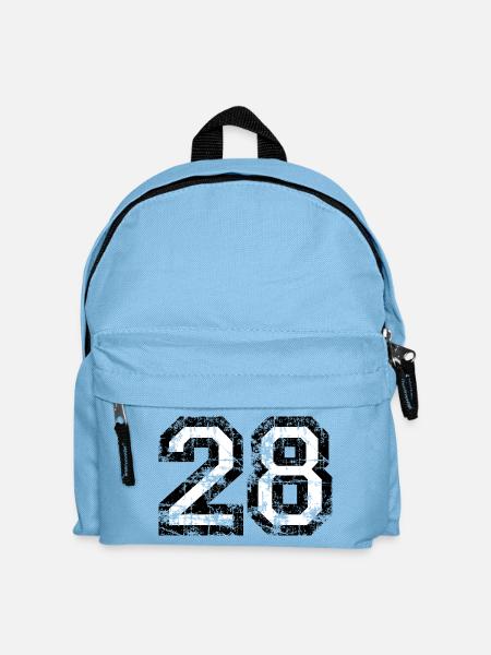 Zahl 28 (Vintage Weiß) 28. Geburtstag N. 28 - Kinder Rucksack - Hellblau