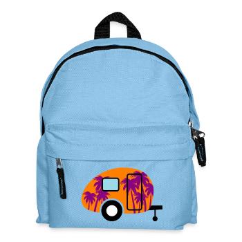 Caravan palm caravan camping camper colorful - Kids' Backpack - light blue - Front