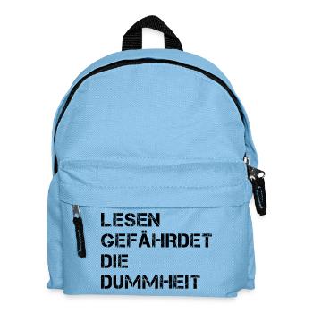 Lesen gefährdet die Dummheit - Kinder Rucksack - Hellblau - Vorne
