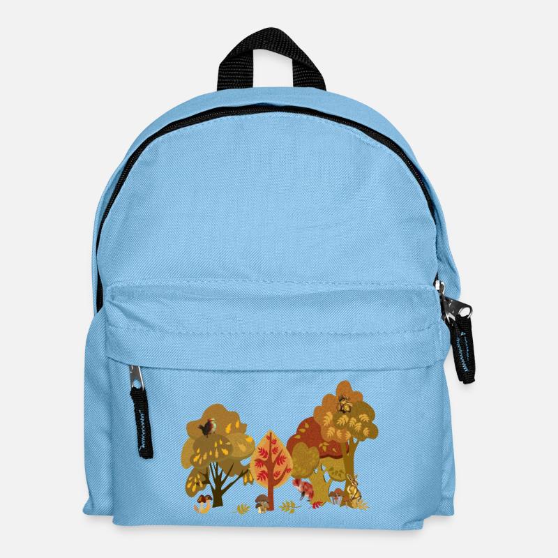 Autumn Forest Wildlife Silhouette - Kids' Backpack - light blue