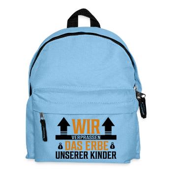 Wir verprassen das Erbe unserer Kinder - Sticker - Kinder Rucksack - Hellblau - Vorne