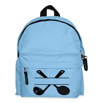 Slotted spoon and soup spoon crossed. - Kids' Backpack - light blue - Front