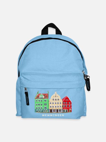 Memmingen, Bayern, Süddeutschland, Handzeichnung - Kinder Rucksack - Hellblau
