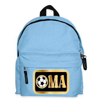 Schriftzug OMA - RENTNERIN FUßBALL - Kinder Rucksack - Hellblau - Vorne