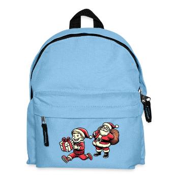 Freches Kind mit Weihnachtsmann - Retro Stil - Kinder Rucksack - Hellblau - Vorne