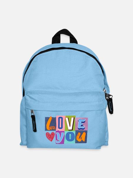 Liebe in Bunt-Collage - Kinder Rucksack - Hellblau