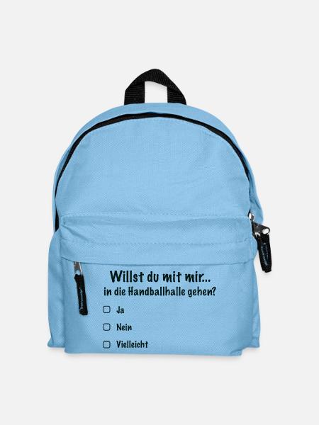 Handball Date Saying Invitation (Black) - Kids' Backpack - light blue