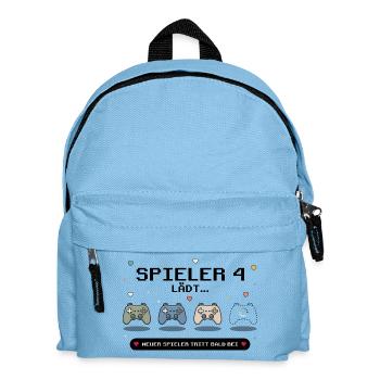 Spieler 4 lädt - Baby Ankündigung - Kinder Rucksack - Hellblau - Vorne