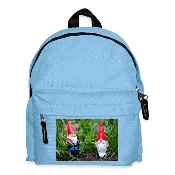 Garden gnome in the flower garden - Kids' Backpack - light blue - Front