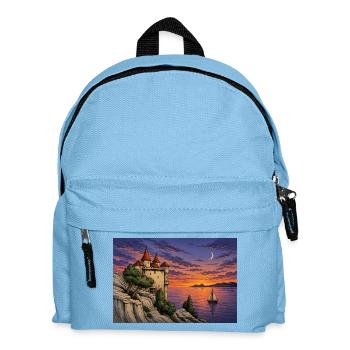 Moonlit Castle by Sunset Sea - Kids' Backpack - light blue - Front
