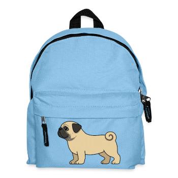 Pug Cartoon Drawing - Kids' Backpack - light blue - Front