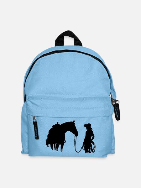 Frau mit Pferd - Kinder Rucksack - Hellblau