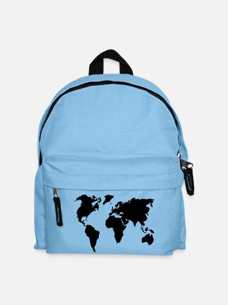 Weltkarte - Kinder Rucksack - Hellblau