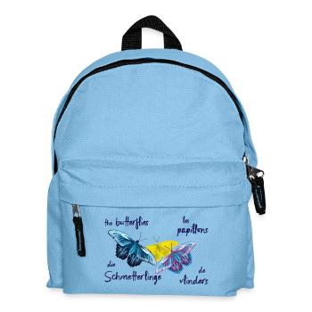 Bunte Schmetterlinge, 4 Sprachen - Kinder Rucksack - Hellblau - Vorne