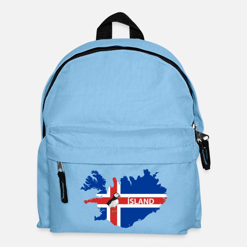Island Flagge Papageientaucher Iceland Design - Kinder Rucksack - Hellblau