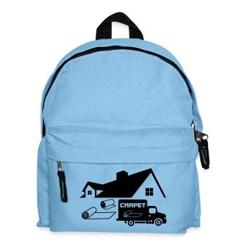 Logo des rouleaux de moquette avec maison et voiture - Sac à dos Enfant - bleu clair - Devant
