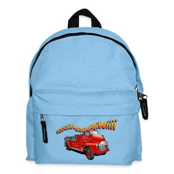 Lustiges Feuerwehrauto - Kinder Rucksack - Hellblau - Vorne