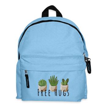 Free Hugs - Kaktus, lustiger Spruch - Kinder Rucksack - Hellblau - Vorne