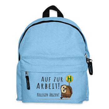 Auf zur Arbeit! Kollege, Eule, Arbeiten - Kinder Rucksack - Hellblau - Vorne