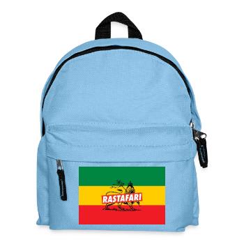REGGAE FLAGGE - RASTA LION - JAH RASTAFARI - Kinder Rucksack - Hellblau - Vorne