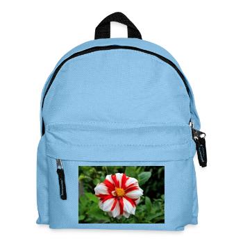 Dahlia White Red Blossom ,Flower - Kids' Backpack - light blue - Front