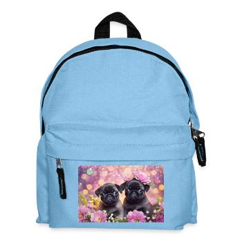 Petits chiens avec couronne de fleurs - Sac à dos Enfant - bleu clair - Devant