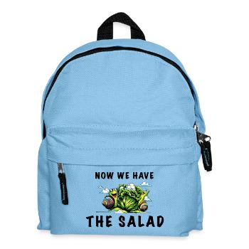 denglisch spruch lustig now we have the salad - Kinder Rucksack - Hellblau - Vorne
