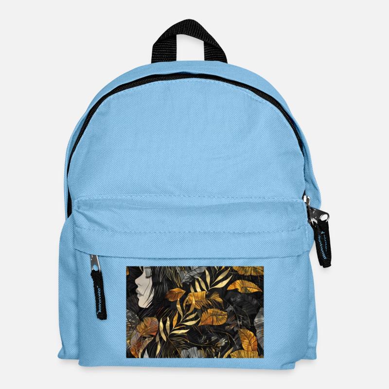 Black Gold Tropical Silhouette - Kids' Backpack - light blue