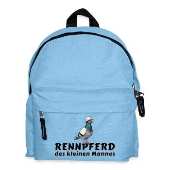 Tauben Shirt Tasse Hoodie Bergmann Rennpferd - Kinder Rucksack - Hellblau - Vorne