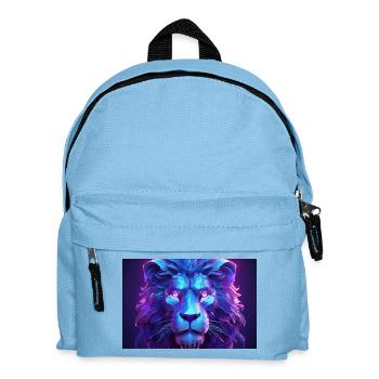 Neon Löwenkopf mit futuristischem Flair - Kinder Rucksack - Hellblau - Vorne