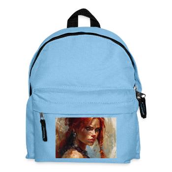 Poster Illustration Warrior Woman Red Sonja - Kids' Backpack - light blue - Front
