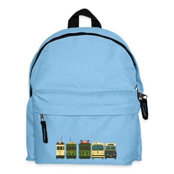 Wagons de train illustrés dans le style vintage - Sac à dos Enfant - bleu clair - Devant