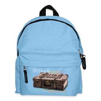 Vintage suitcase with travel vocabulary - Kids' Backpack - light blue - Front