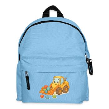 Playful excavator with colorful building blocks - Kids' Backpack - light blue - Front