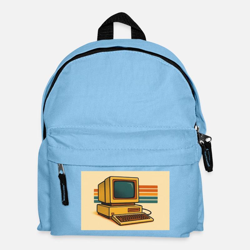 Retro Computer 80er - Kinder Rucksack - Hellblau