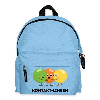 Kontakt-Linsen – Lustiges Wortspiel - Kinder Rucksack - Hellblau - Vorne