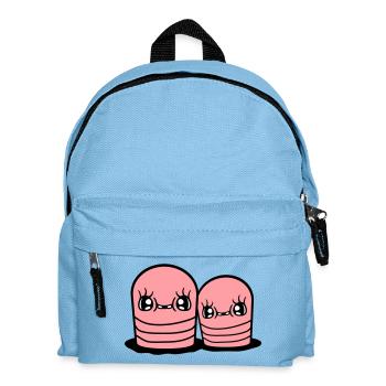 2 Worms Couple Friends Peeping Holes in the Ground Happy - Kids' Backpack - light blue - Front