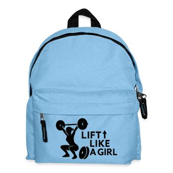 Heben Sie wie ein Mädchen Gewichtheben Silhouette - Kinder Rucksack - Hellblau - Vorne