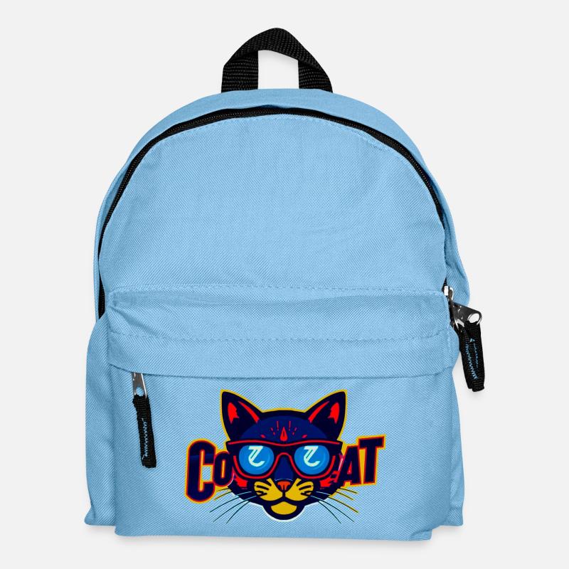 Neon Katzenlogo mit Sonnenbrille - Kinder Rucksack - Hellblau